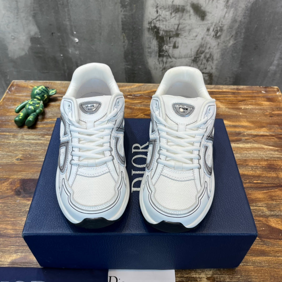 WHITE & GREY TECH RUNNER SNEAKERS