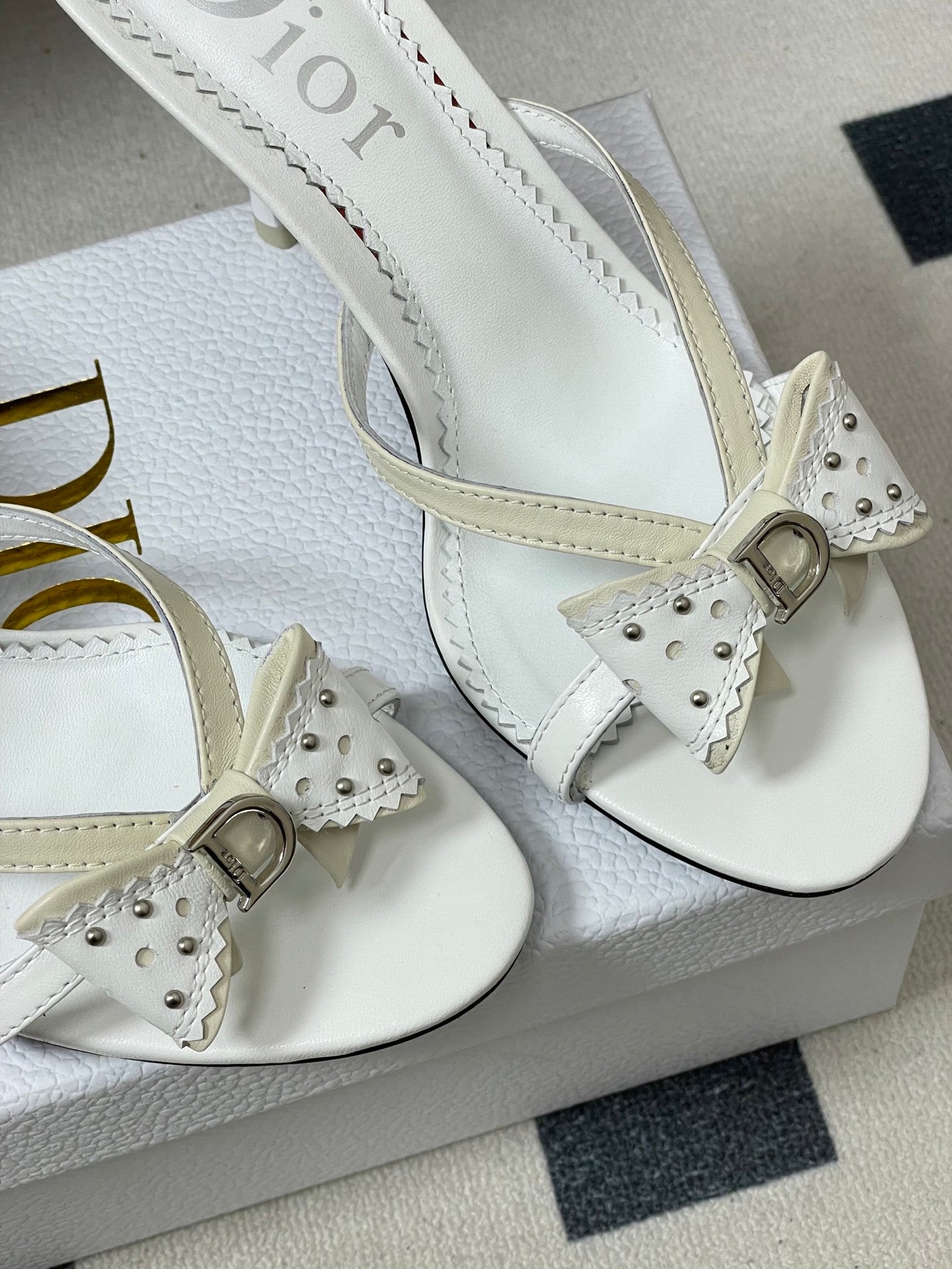 IVORY BOW DETAIL STRAP STILETTO SANDALS