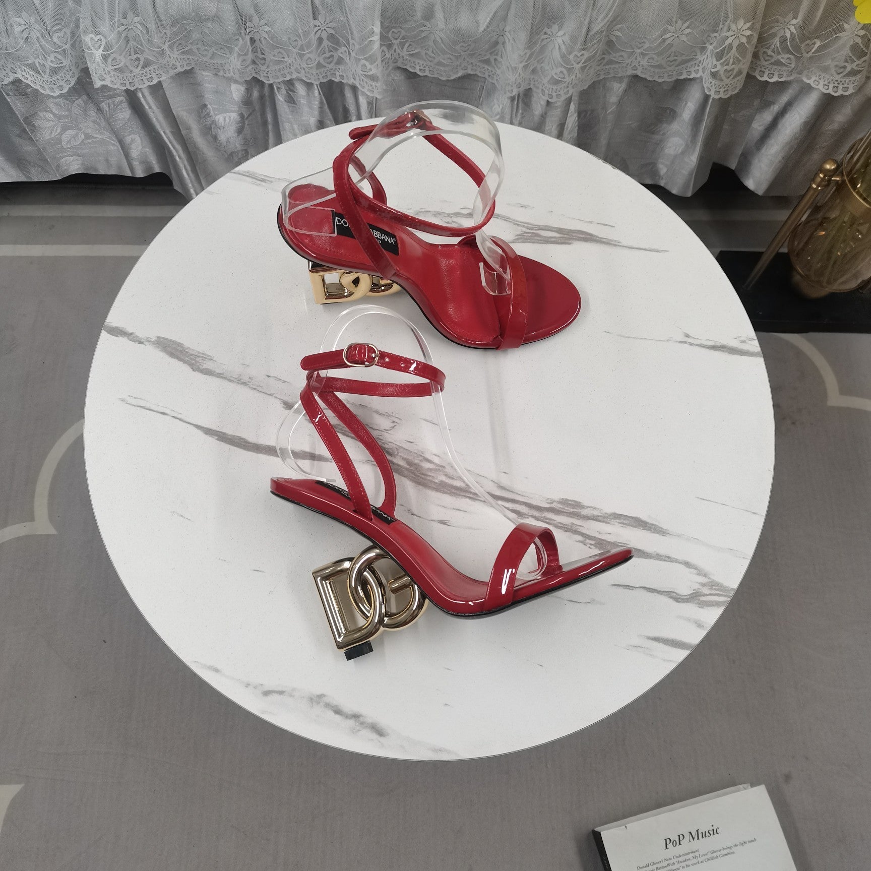 RED PATENT STRAPPY HEEL SANDALS