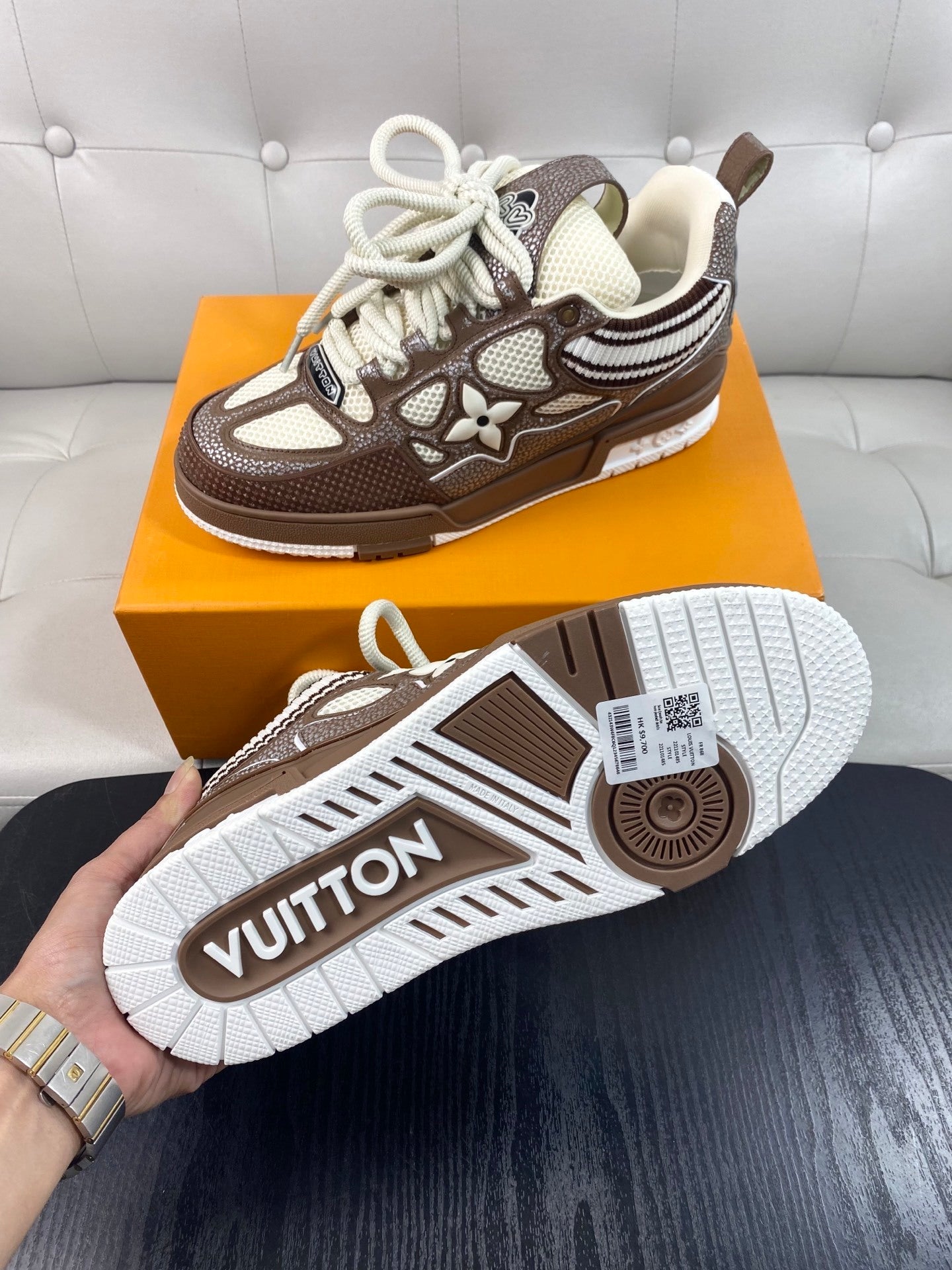 BROWN & CREAM CHUNKY SNEAKERS