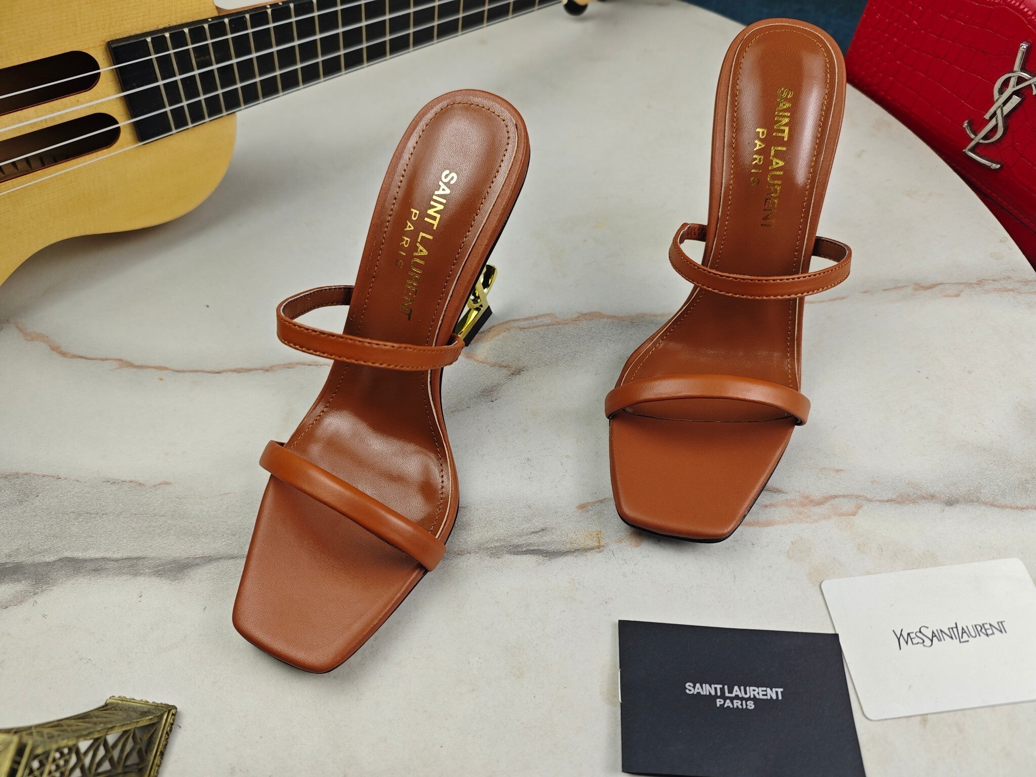 BROWN STRAPPY HIGH HEEL SANDALS