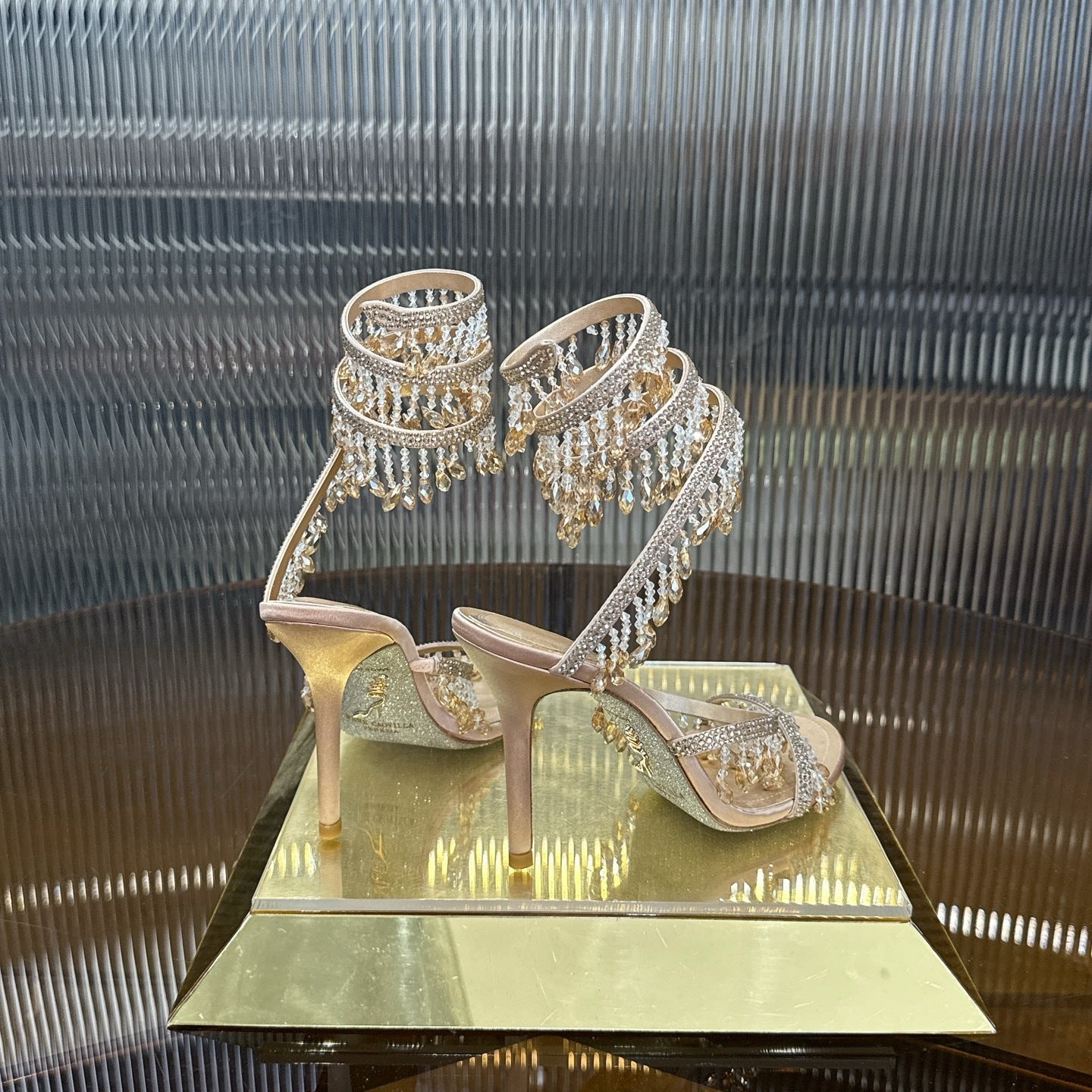 CHAMPAGNE CASCADE HEELS