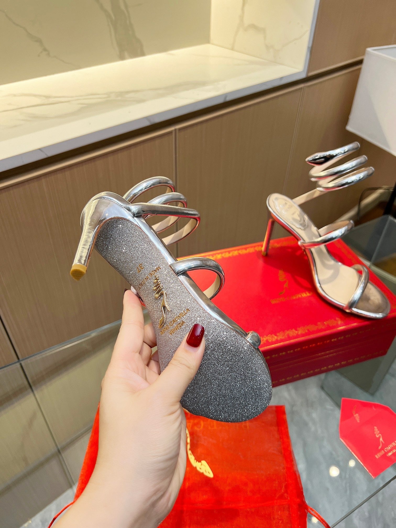 CHROME SPIRAL HEELS