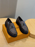 BROWN DAMIER CHUNKY SOLE LOAFERS