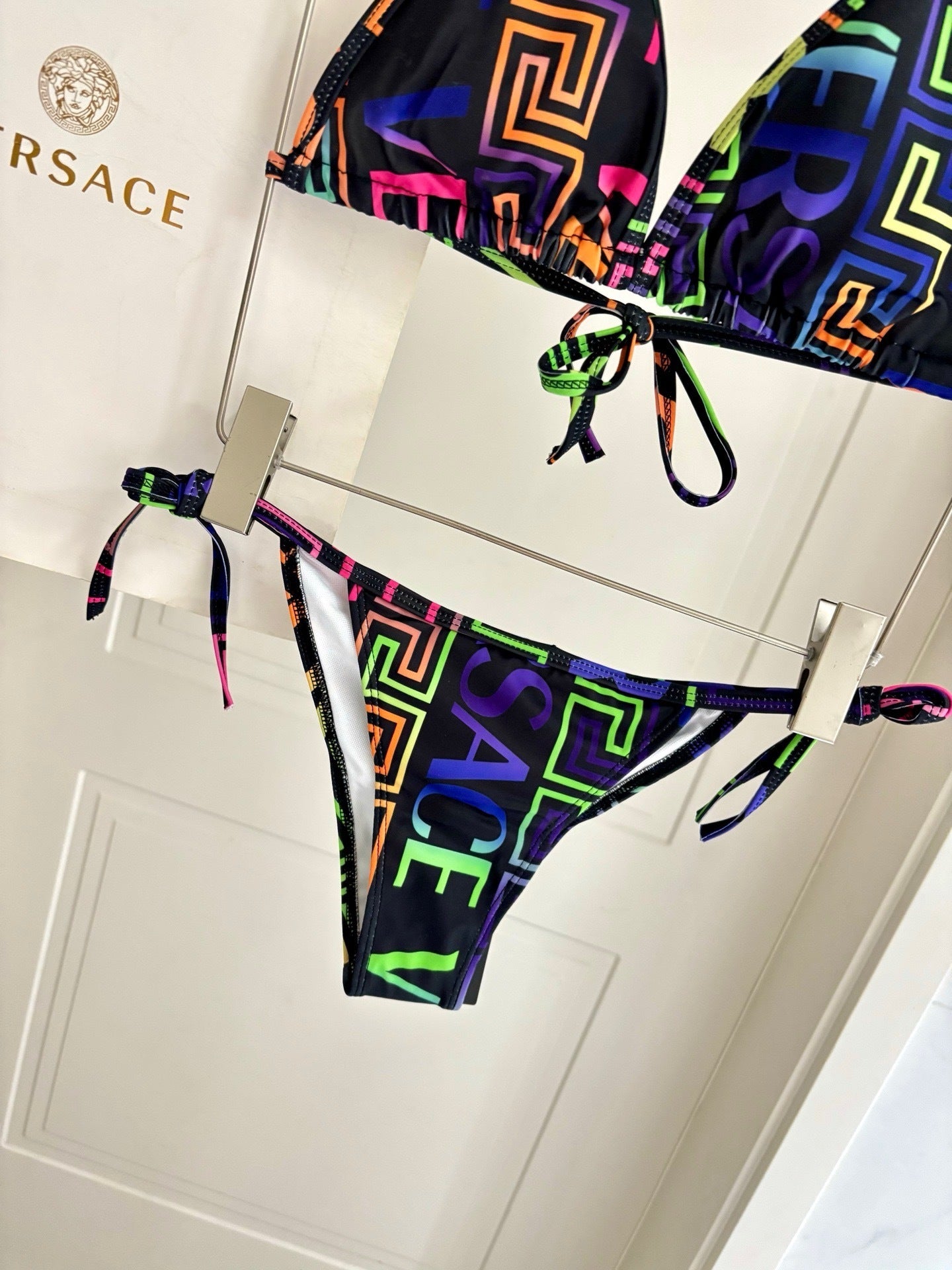 MULTICOLOR GEO PRINT STRING BIKINI SET