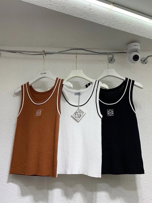 ANAGRAM LOGO CONTRAST TRIM KNIT TANK TOP