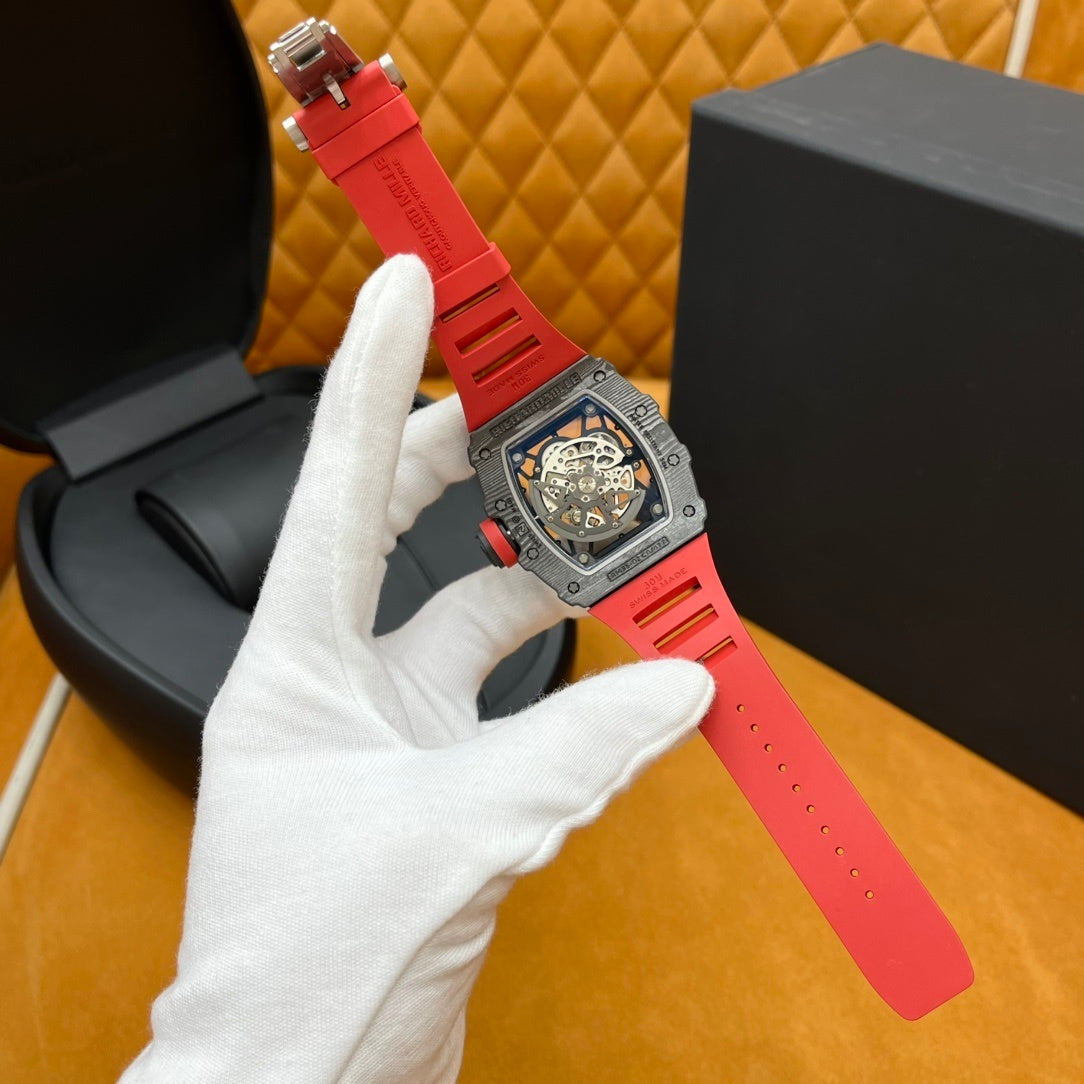 SKELETON SPORT LUXURY RED STRAP WATCH