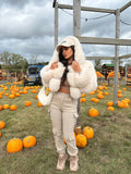 PLUSH HOODED FUR JACKET