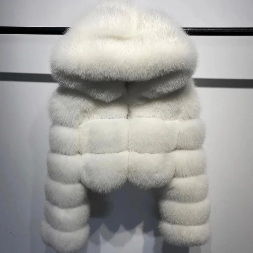PLUSH HOODED FUR JACKET
