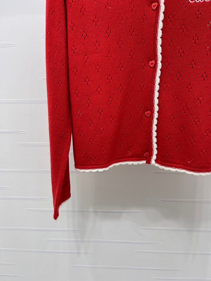 CONTRAST TRIM KNIT CARDIGAN