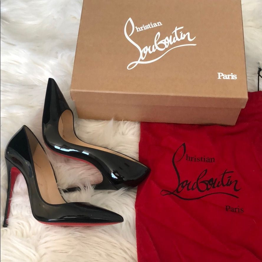 PATENT RED SOLE STILETTO PUMPS – CLASSIC BLACK
