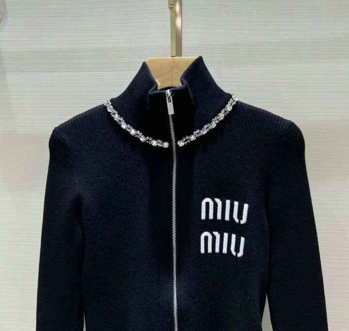 ZIP-UP KNIT TURTLENECK CARDIGAN