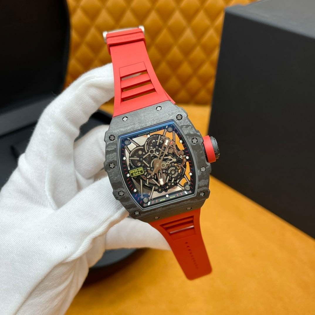 SKELETON SPORT LUXURY RED STRAP WATCH