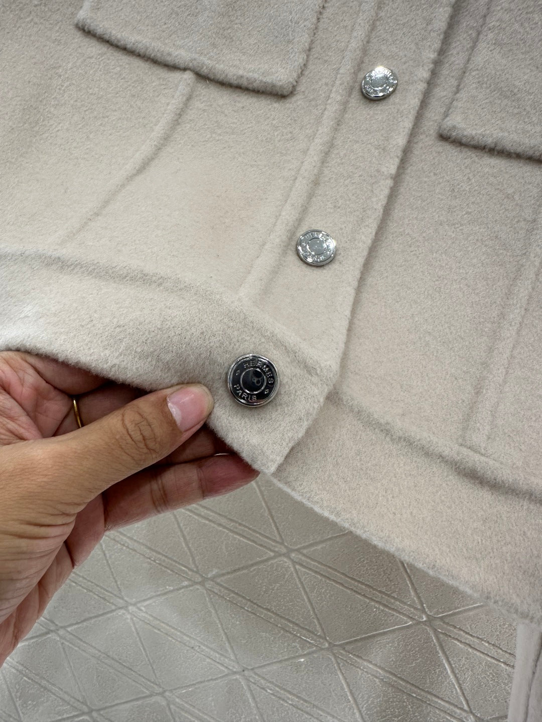 CROPPED WOOL BLEND JACKET WITH FRONT POCKETS