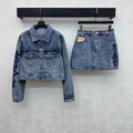 DENIM SET WITH EMBROIDERED DETAILS – JACKET & MINI SKIRT