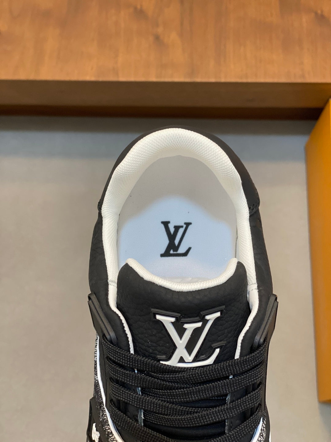 BLACK & GREY MONOGRAM LOW-TOP SNEAKERS