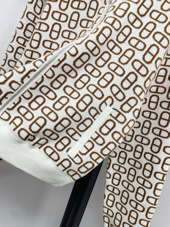 GEOMETRIC PRINT ZIP CARDIGAN