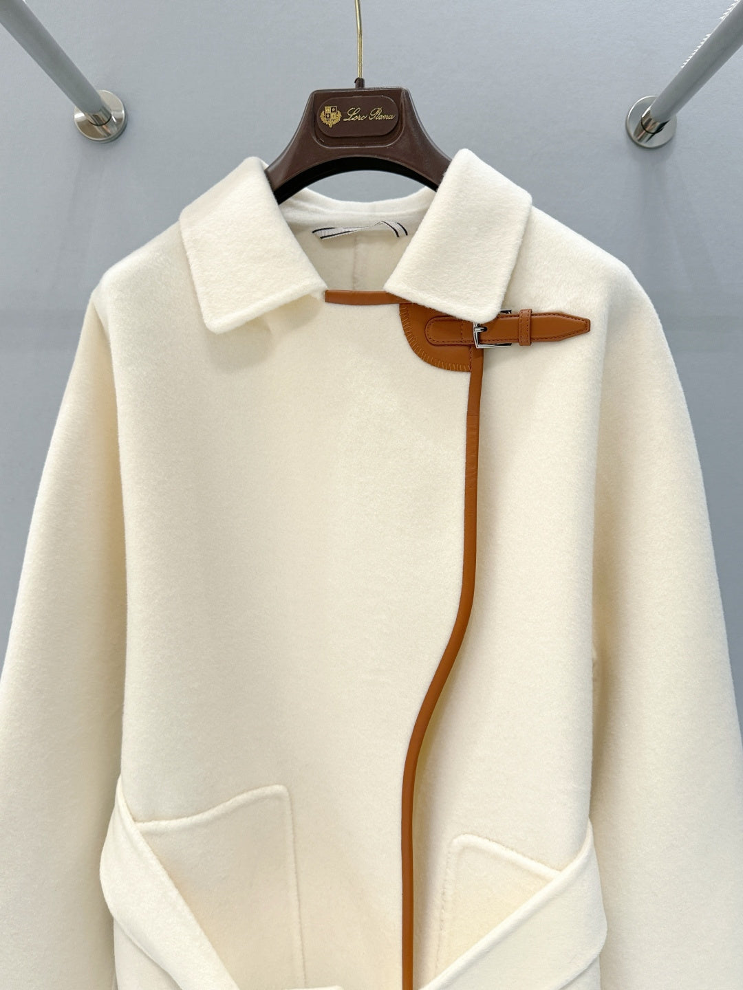 BELTED WOOL BLEND JACKET WITH ASYMMETRIC FRONT DETAIL