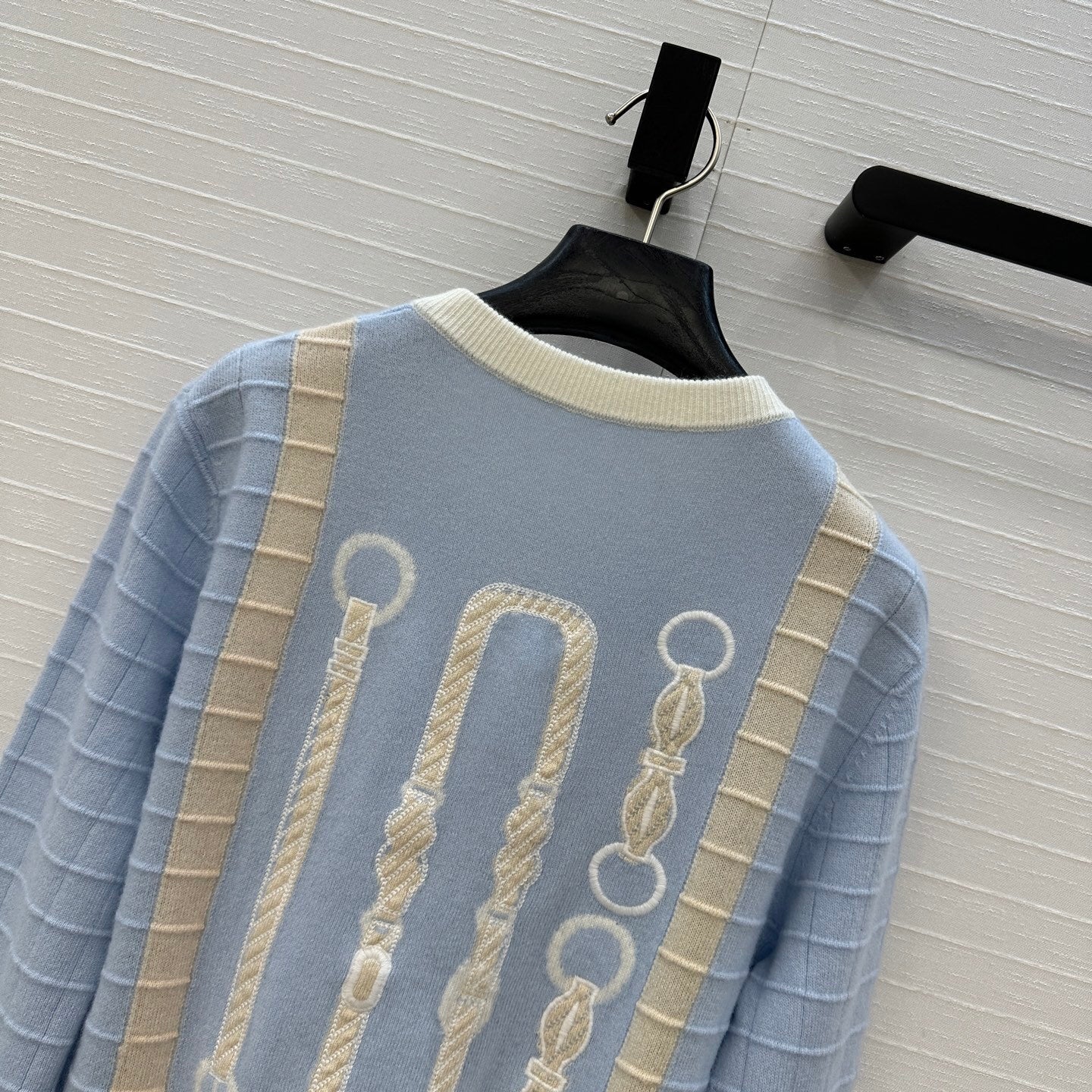 SOFT BLUE TEXTURED CARDIGAN WITH CONTRAST BUTTONS