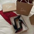 PATENT RED SOLE STILETTO PUMPS – CLASSIC BLACK