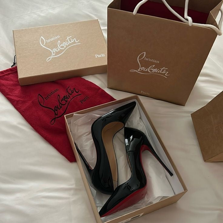 PATENT RED SOLE STILETTO PUMPS – CLASSIC BLACK