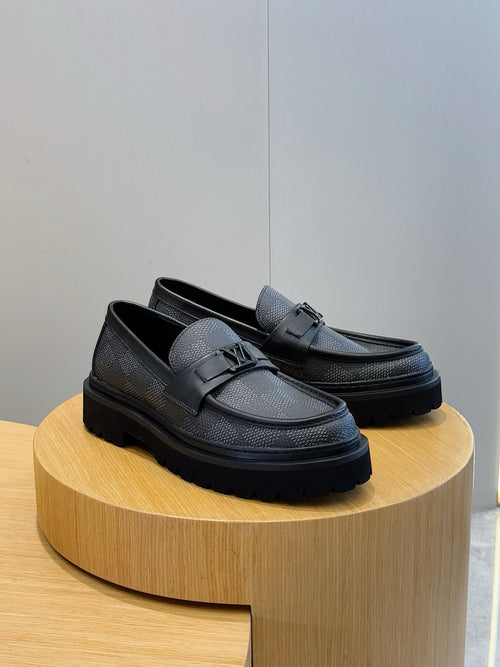 BLACK DAMIER CHUNKY SOLE LOAFERS