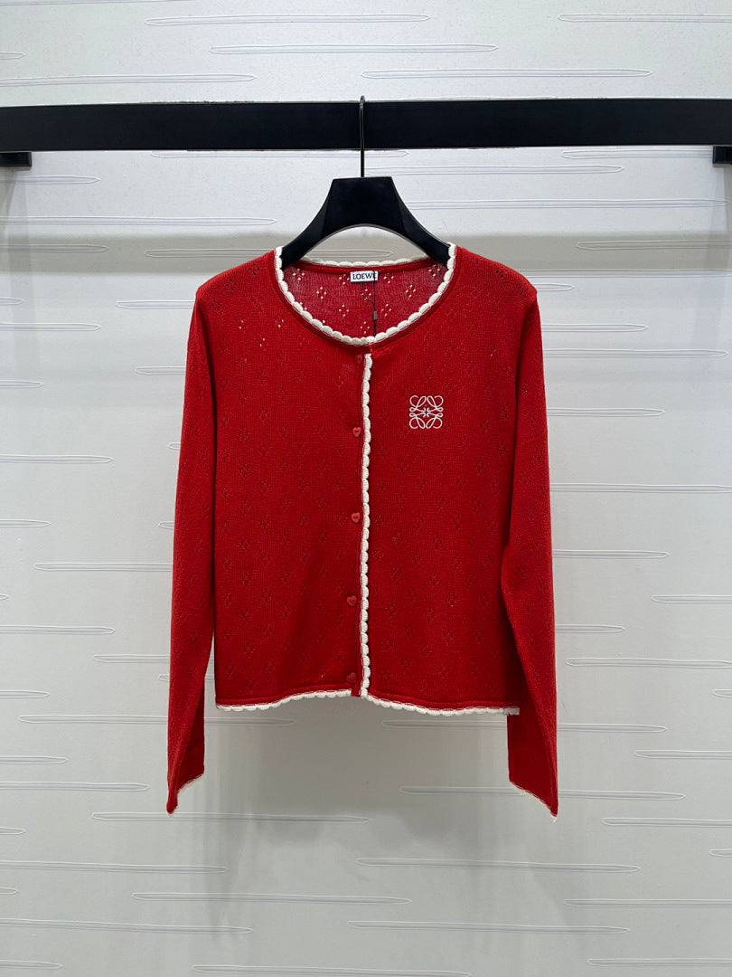 CONTRAST TRIM KNIT CARDIGAN