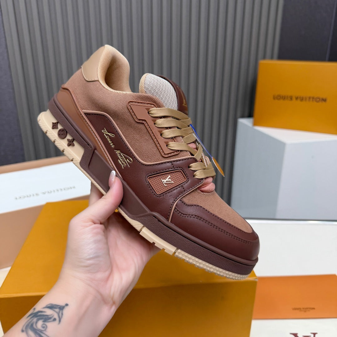 BROWN & TAN LOW-TOP CASUAL SNEAKERS