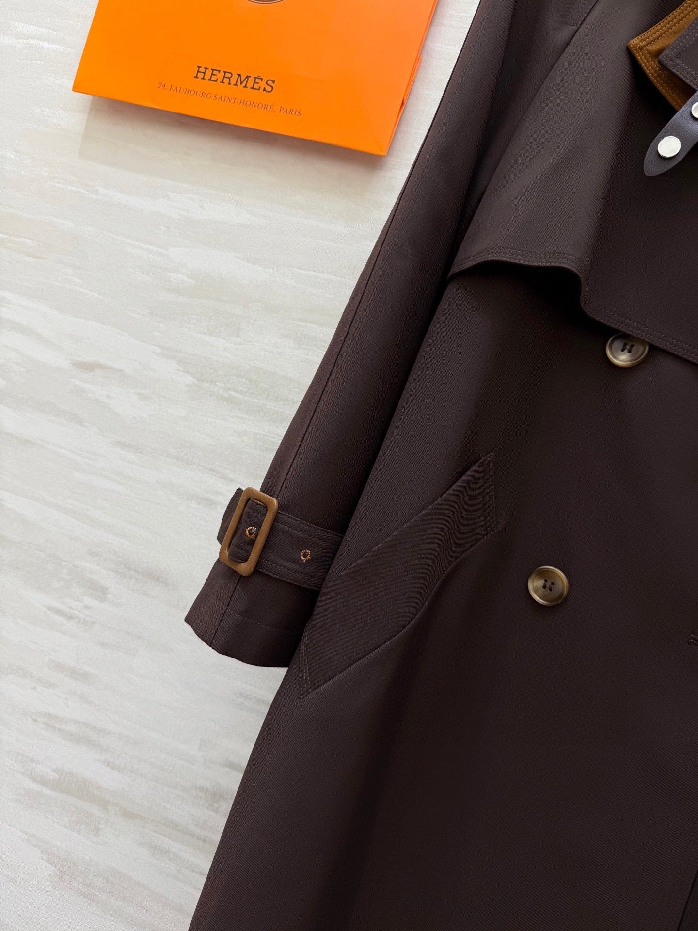 BELTED LONG TRENCH COAT WITH ASYMMETRIC FRONT DETAIL