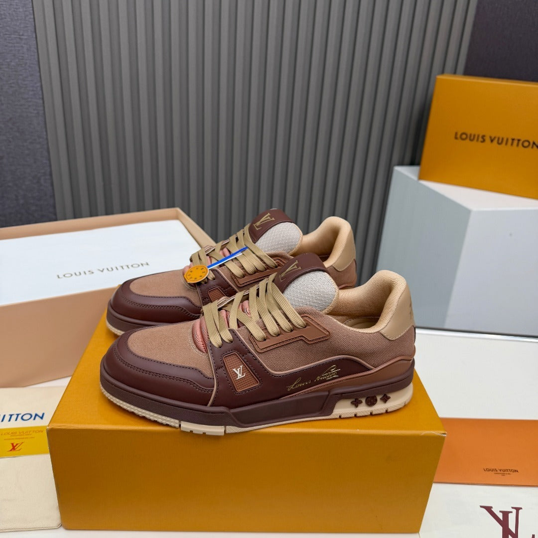 BROWN & TAN LOW-TOP CASUAL SNEAKERS