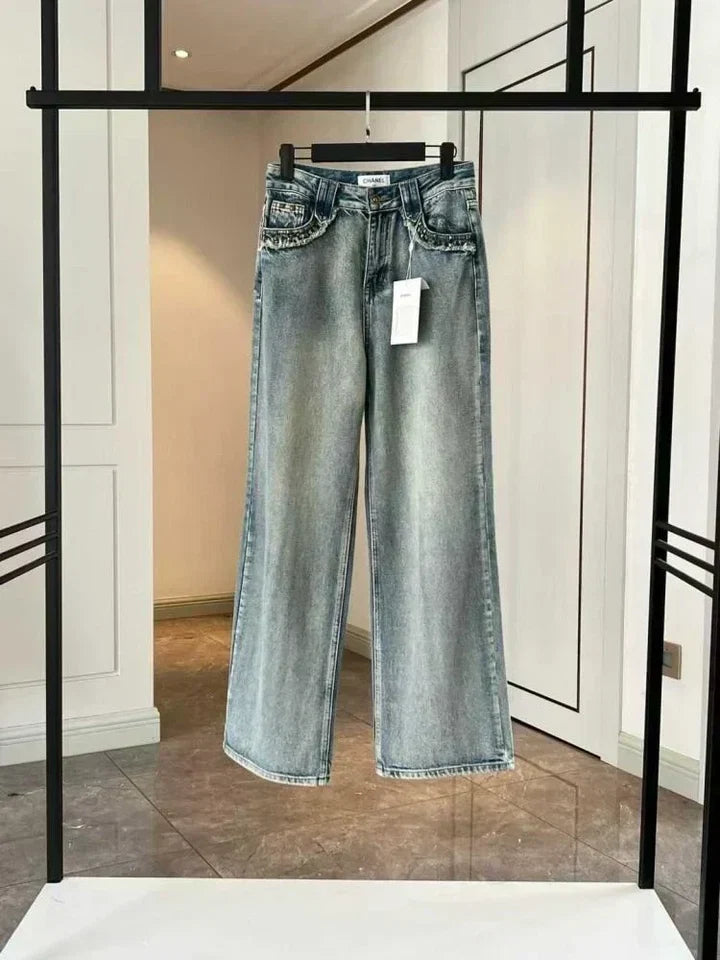 STUDDED DENIM JEANS