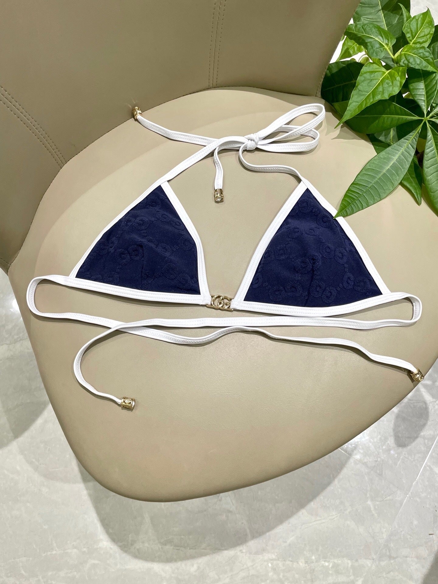 CONTRAST MONOGRAM TRIANGLE BIKINI SET
