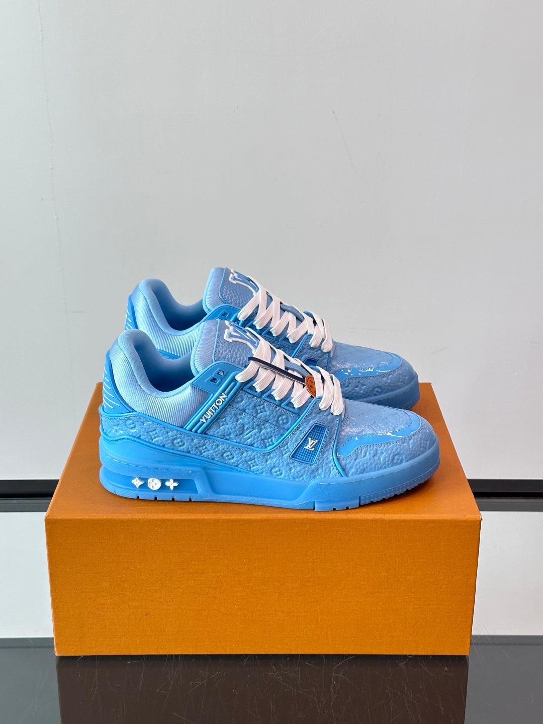 BLUE MONOGRAM LOW-TOP SNEAKERS