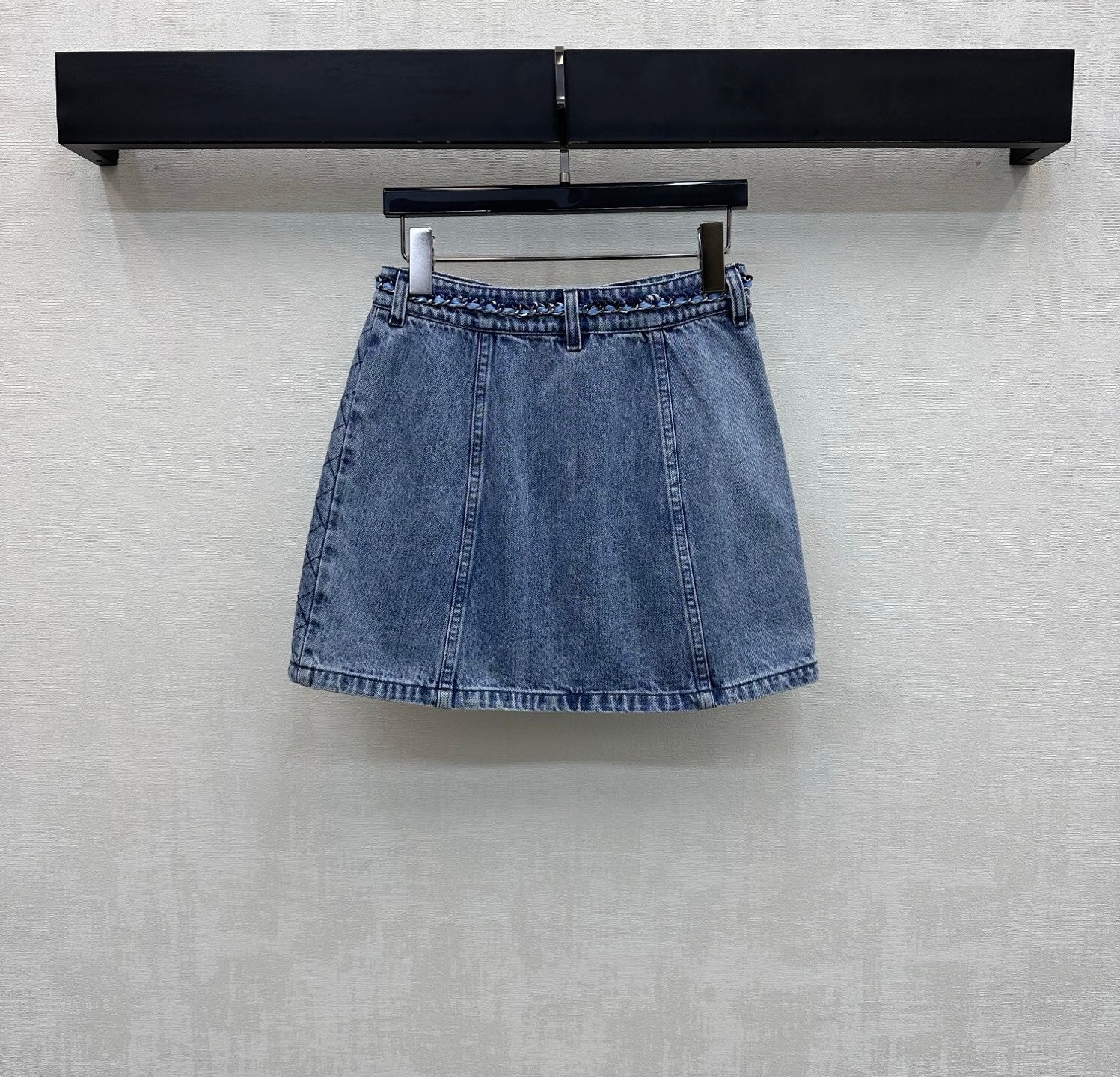 DENIM CROPPED JACKET & MINI SKIRT SET WITH QUILTED DETAIL