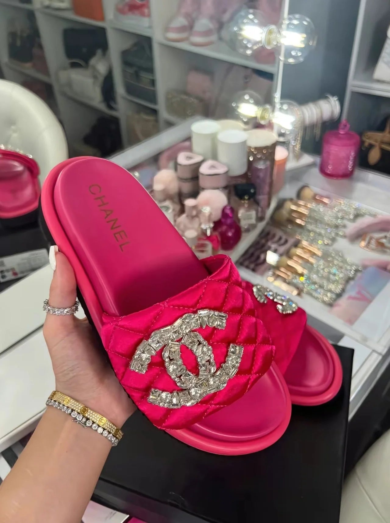LUXURY-INSPIRED PINK SATIN COMFORT SANDALS