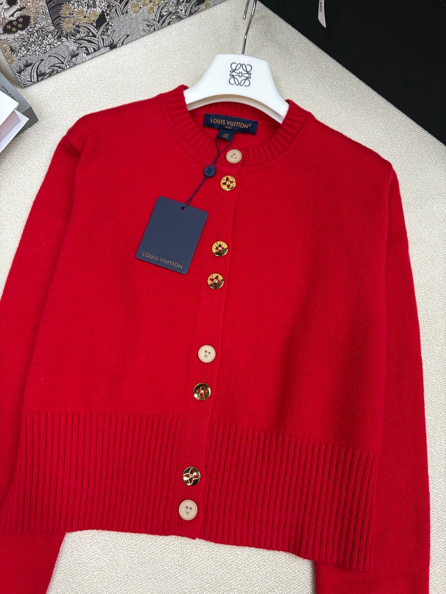 CROPPED KNIT CARDIGAN WITH DECORATIVE BUTTON FRONT