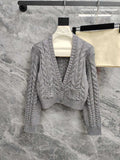 CROPPED CABLE KNIT CARDIGAN