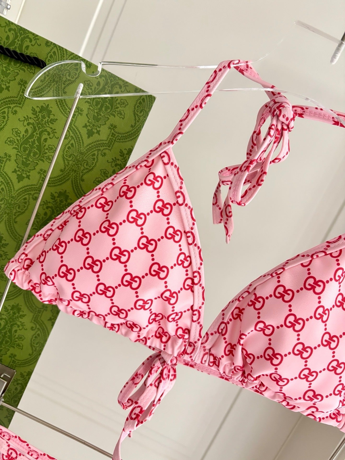 PINK MONOGRAM STRING BIKINI SET