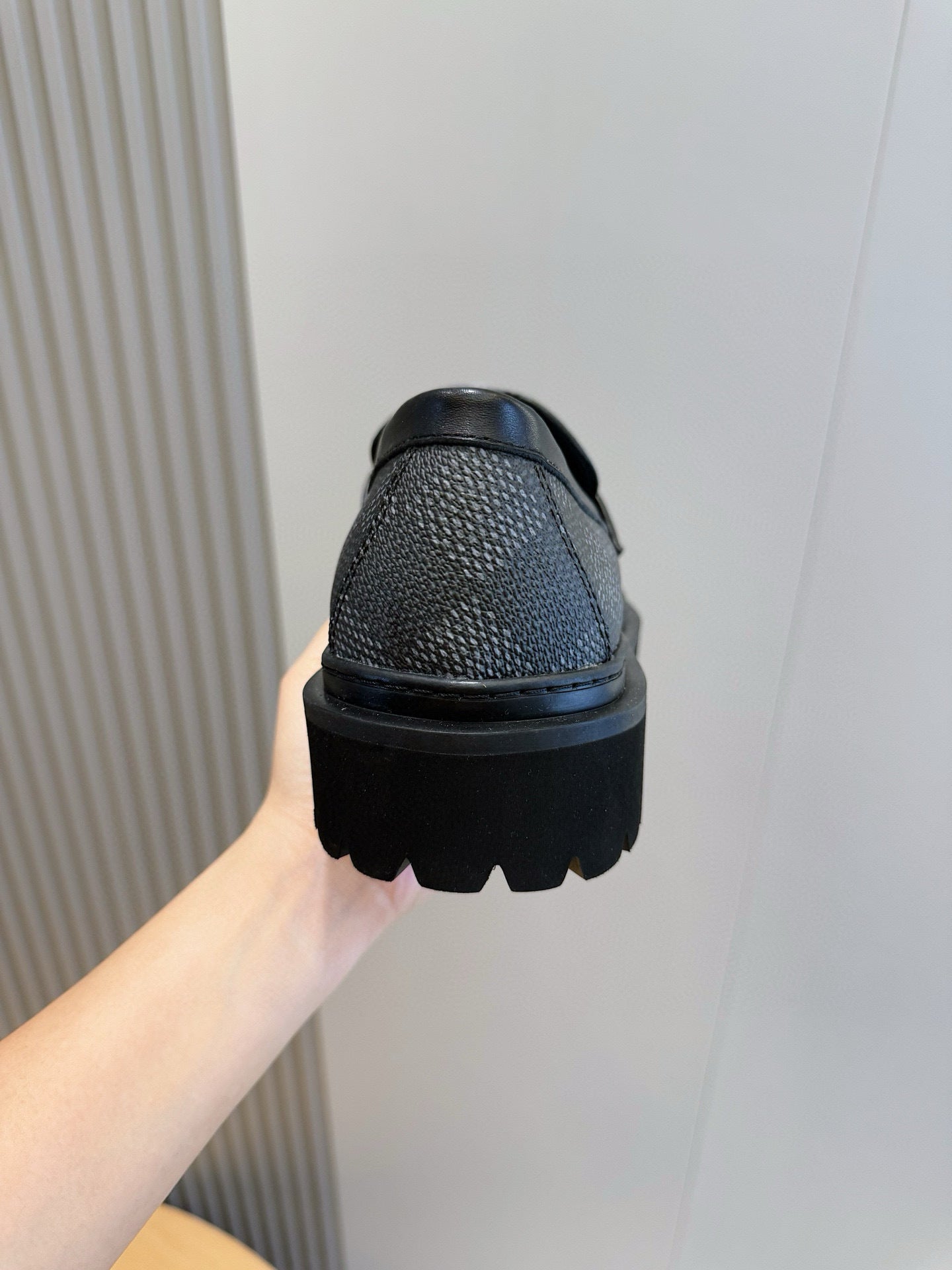 BLACK DAMIER CHUNKY SOLE LOAFERS