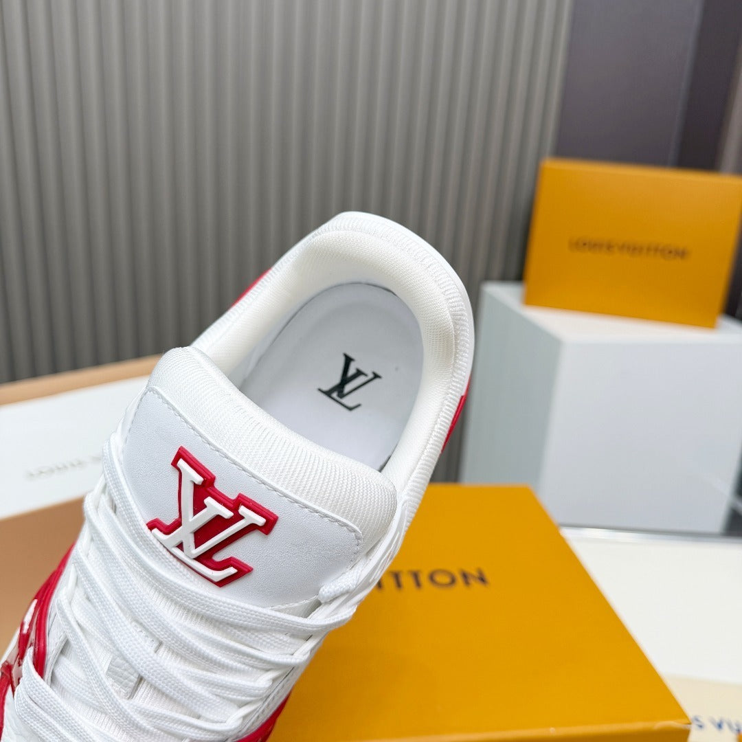 WHITE & RED LOW-TOP SNEAKERS WITH CONTRAST TRIM