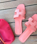 BLUSH PINK CUTOUT SLIDE SANDALS