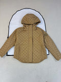 QUILTED HOODED JACKET WITH FRONT FLAP CLOSURE