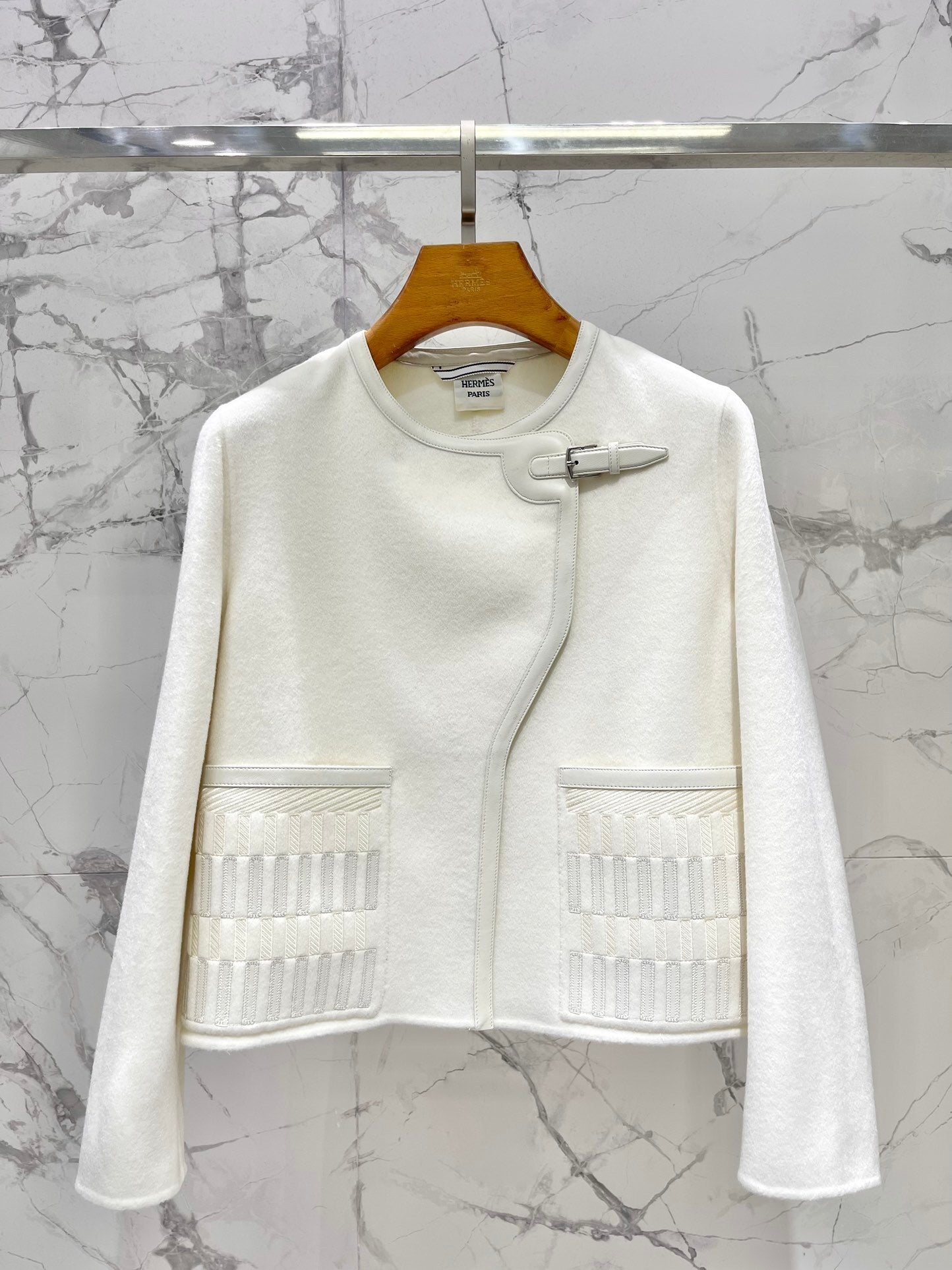 ASYMMETRIC WOOL-BLEND CROPPED JACKET