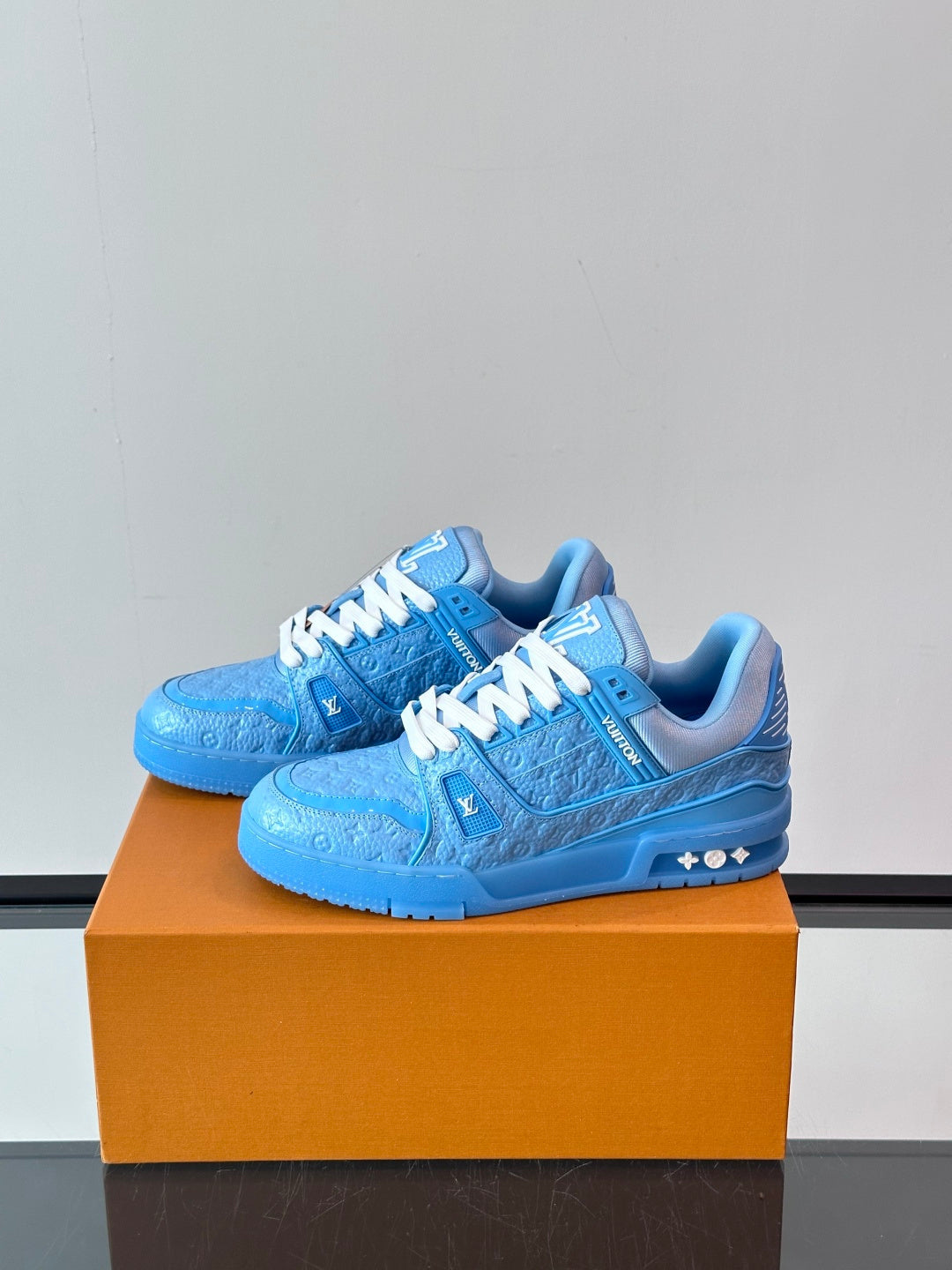 BLUE MONOGRAM LOW-TOP SNEAKERS