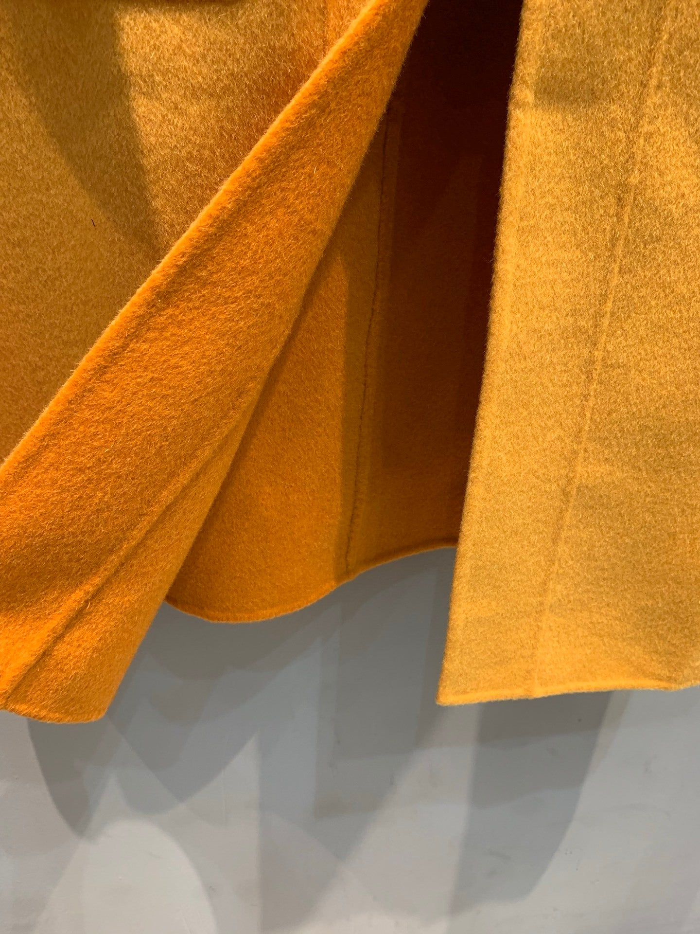 LUXURY SAFFRON WOOL COAT WITH ZIP FRONT & OVERSIZED COLLAR