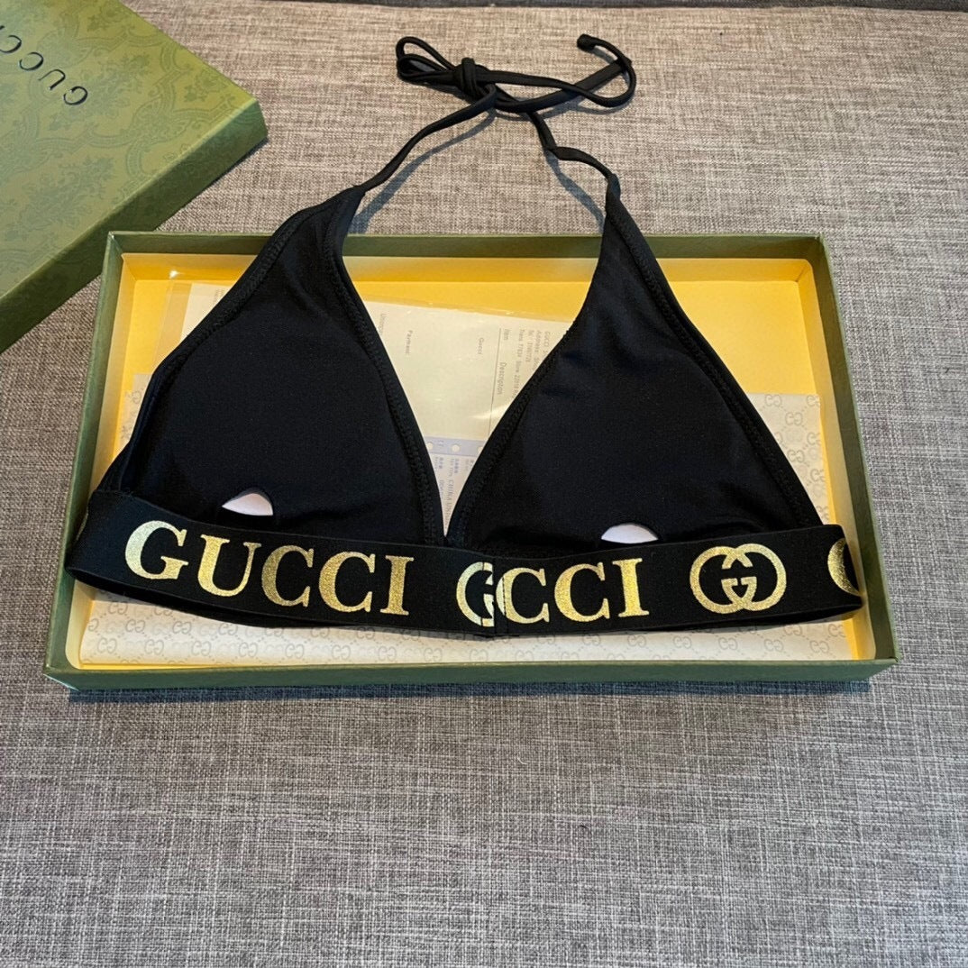 BLACK LOGO BAND TRIANGLE BIKINI SET