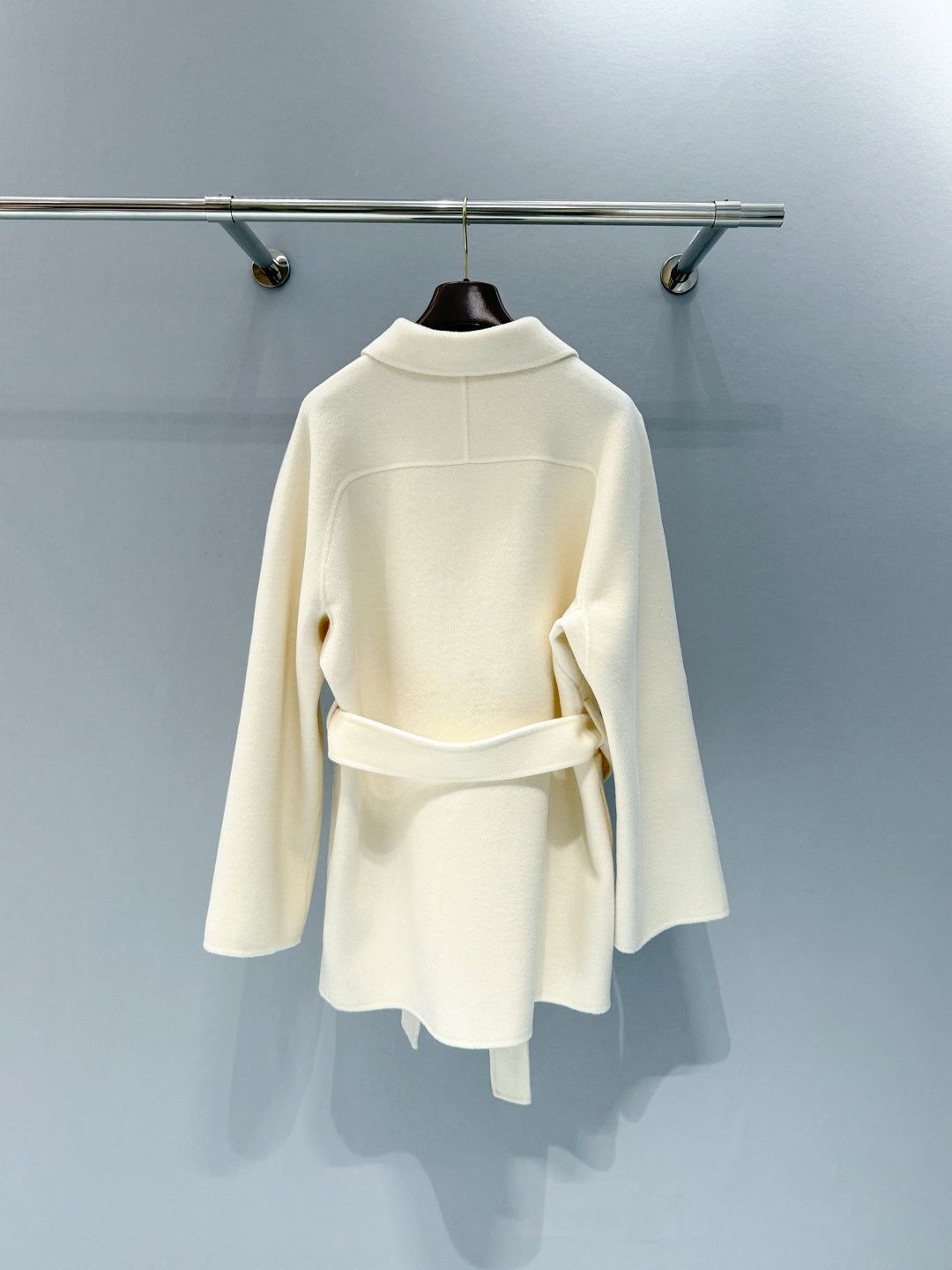 BELTED WOOL BLEND JACKET WITH ASYMMETRIC FRONT DETAIL