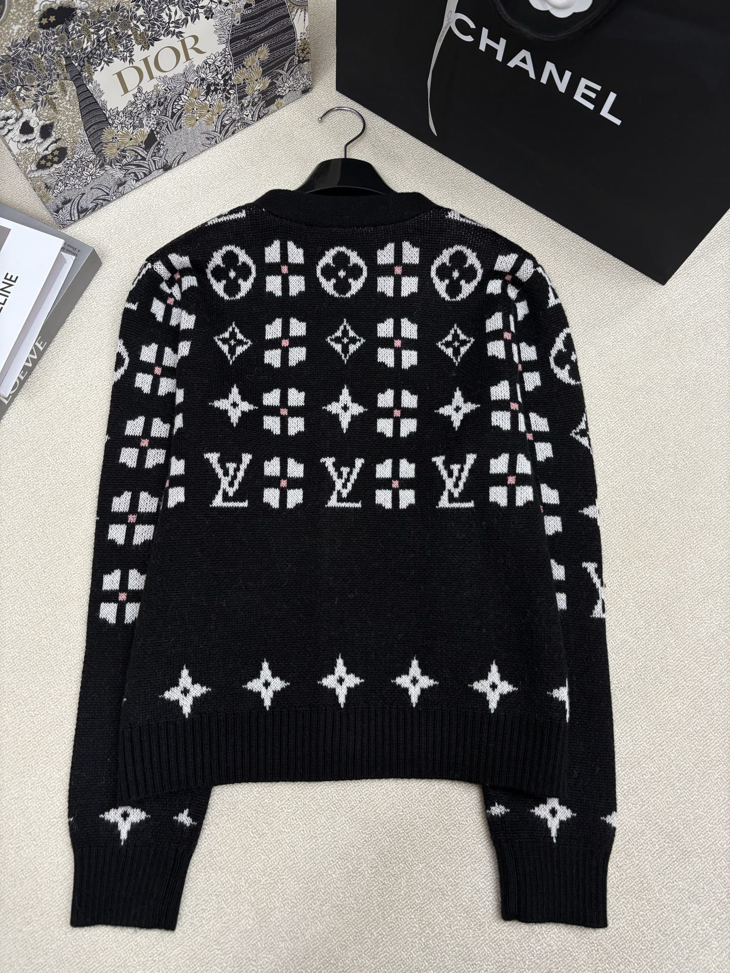 MONOGRAM PATTERN KNIT CARDIGAN