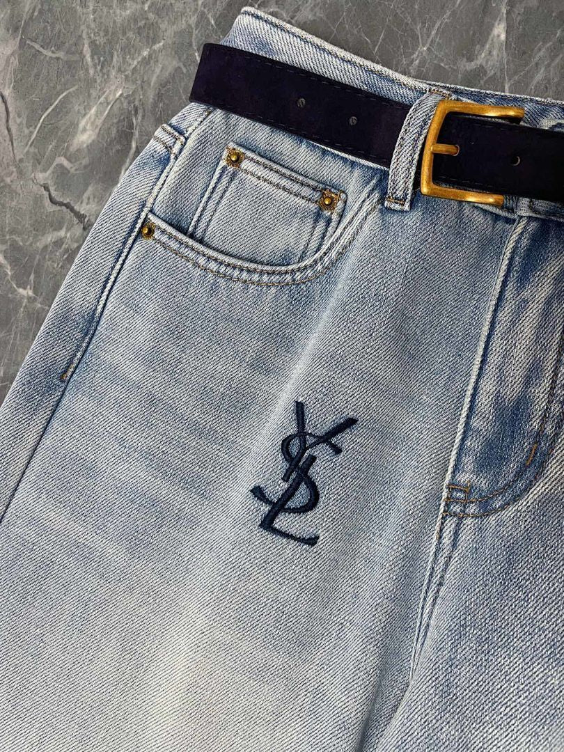 HIGH-WAIST LOGO WIDE-LEG JEANS