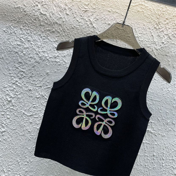 RAINBOW ANAGRAM EMBELLISHED KNIT TANK TOP